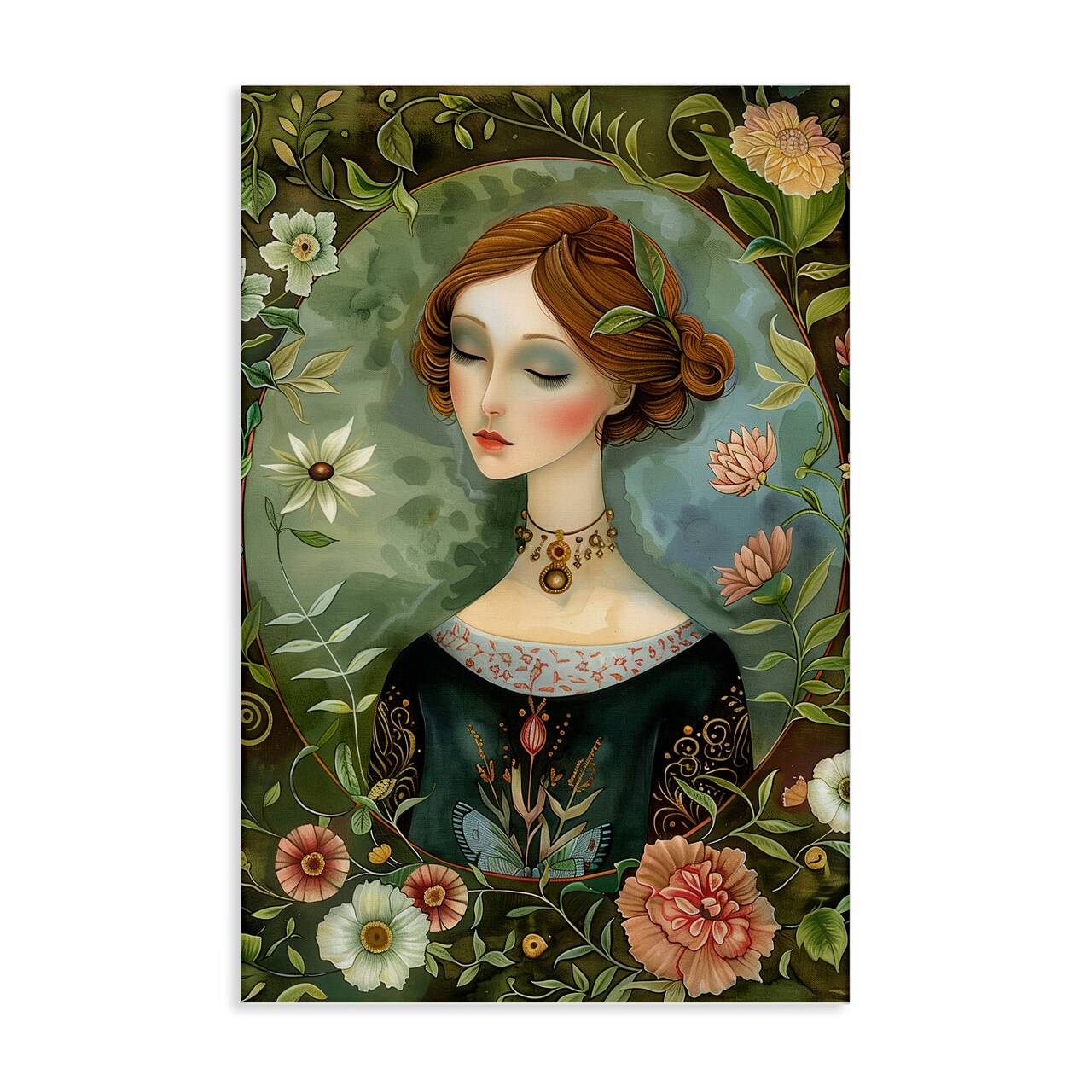 Stupell Industries Floral Edged Victorian Woman Canvas Design by The Dutch Lady